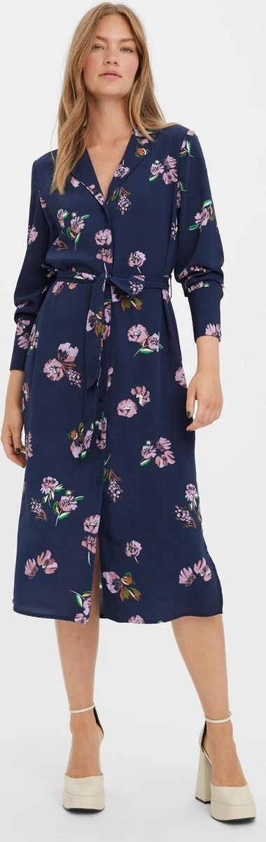 Vero Moda Jurk Vmlydia Ls Calf Shirt Dress Wvn 10278874 Navy Blazer Dames Maat - M 7 Vero Moda Jurk Vmlydia Ls Calf Shirt Dress Wvn 10278874 Navy Blazer Dames Maat - M - Afbeelding 5