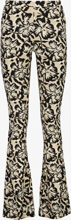 TwoDay Flared Dames Broek Beige Met Bloemprint - Maat M