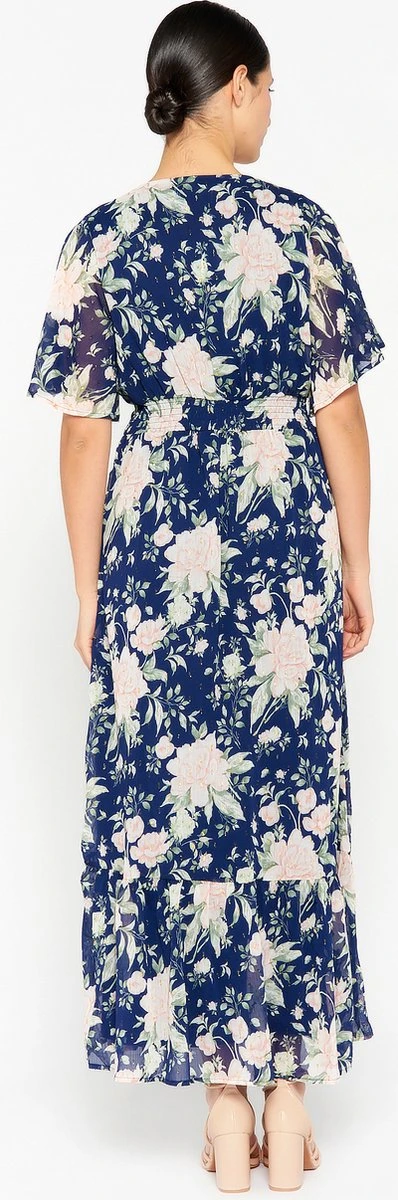 LOLALIZA Wikkeljurk Met Bloemenprint - Marine Blauw - Maat 38 4 LOLALIZA Wikkeljurk Met Bloemenprint - Marine Blauw - Maat 38 - Afbeelding 2