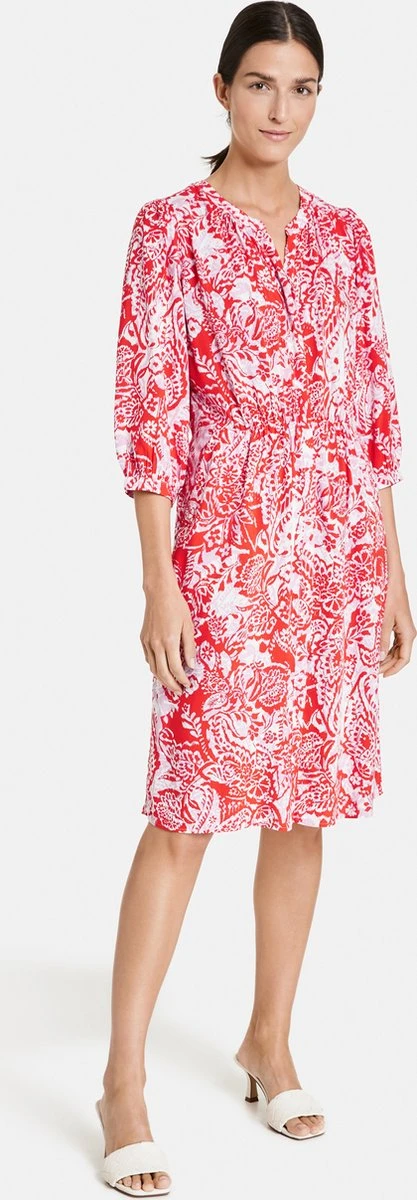 GERRY WEBER Dames Midi-jurk Ecru/Weiss/Rot/Orange Druck-44 7 GERRY WEBER Dames Midi-jurk Ecru/Weiss/Rot/Orange Druck-44 - Afbeelding 5