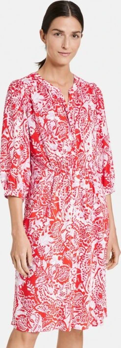 GERRY WEBER Dames Midi-jurk Ecru/Weiss/Rot/Orange Druck-44