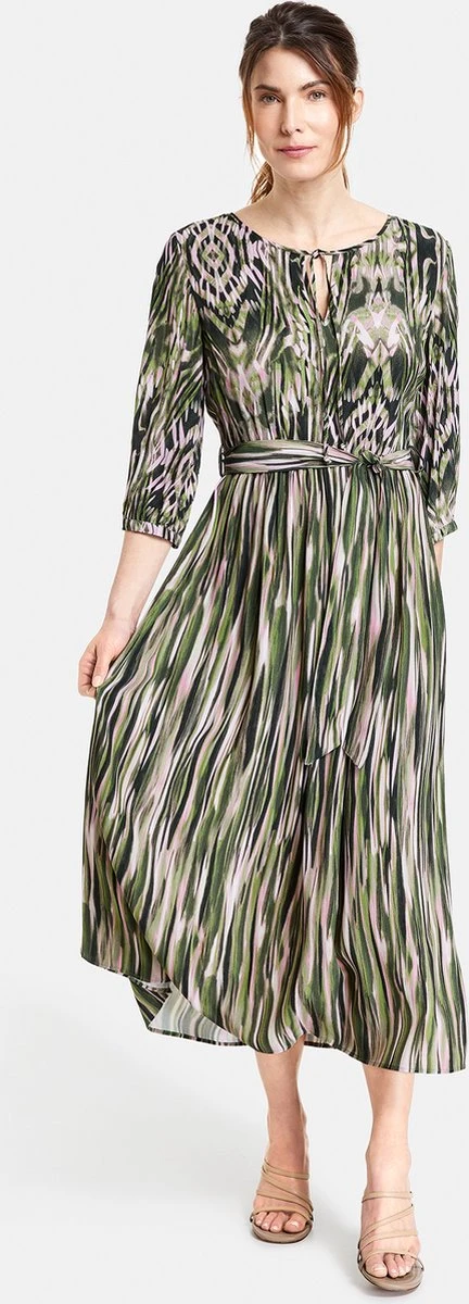 GERRY WEBER Dames Jurk Met A-lijn Ecru/Weiss/Grün Druck-40 3 GERRY WEBER Dames Jurk Met A-lijn Ecru/Weiss/Grün Druck-40