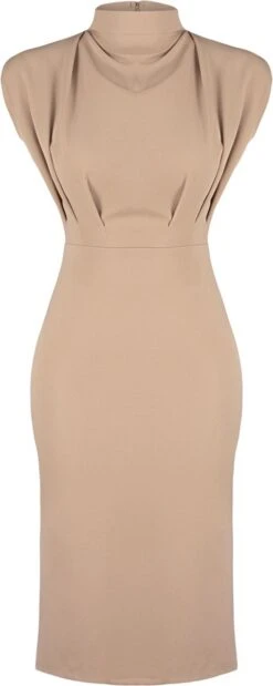 Trendyol Vrouwen Standaard Mouw Staande Kraag Basis Jurk -Trendsyol Winkel 479x1200