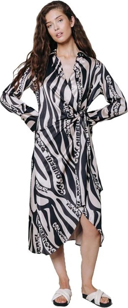 Colourful Rebel Lea Zebra Wrap Midi Dress- Maat L 18 Colourful Rebel Lea Zebra Wrap Midi Dress- Maat L - Afbeelding 16