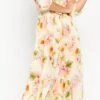 LOLALIZA Maxi-jurk Met Bloemenprint - Beige - Maat 48