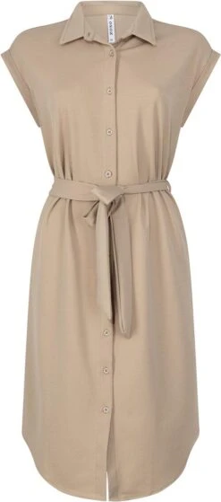 Zoso Jurk Mason Crepe Fabric Dress 231 0007 Sand Dames Maat - L