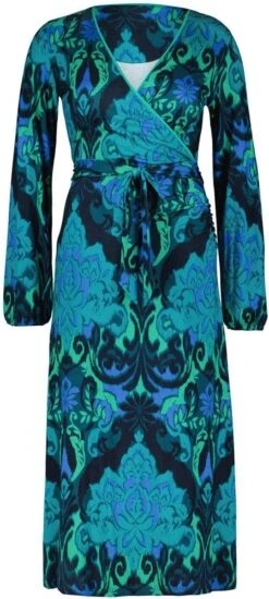 DIDI Dames Wrapp Dress Tiara In Darkblue With Heritage Print Maat 48