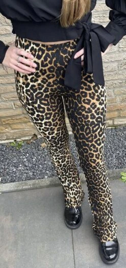 Ambika Flared Broek|Panterprint|Flared Broek Dames|Ambika|Maat S