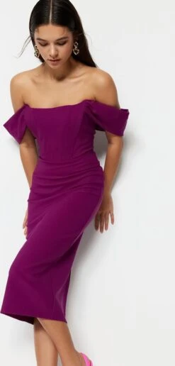 Trendyol Vrouwen Off-shoulder Carmen Kraag Bodycon Jurk -Trendsyol Winkel 574x1200 1
