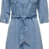 Only Jurk Onlhelle Harlow Ss Belted Dnm Dress 15269104 Medium Blue Demin Dames Maat - XS