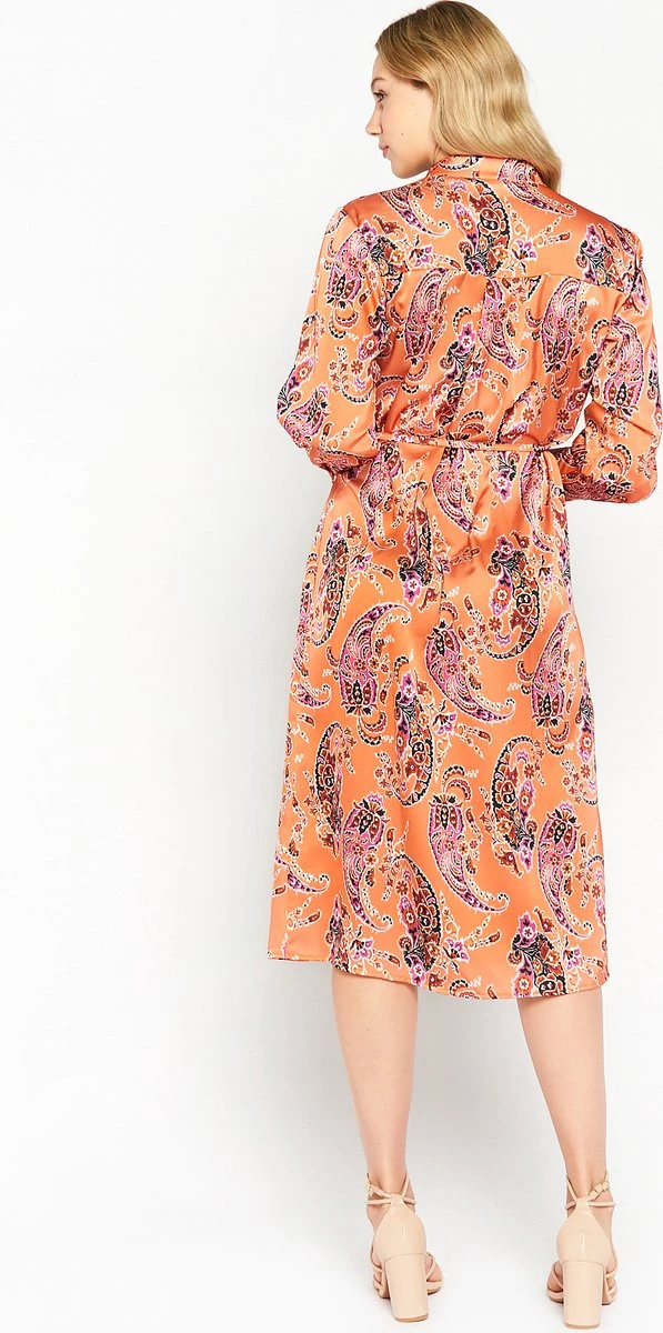LOLALIZA Hemdjurk Met Paisleyprint - Oranje - Maat 44 4 LOLALIZA Hemdjurk Met Paisleyprint - Oranje - Maat 44 - Afbeelding 2