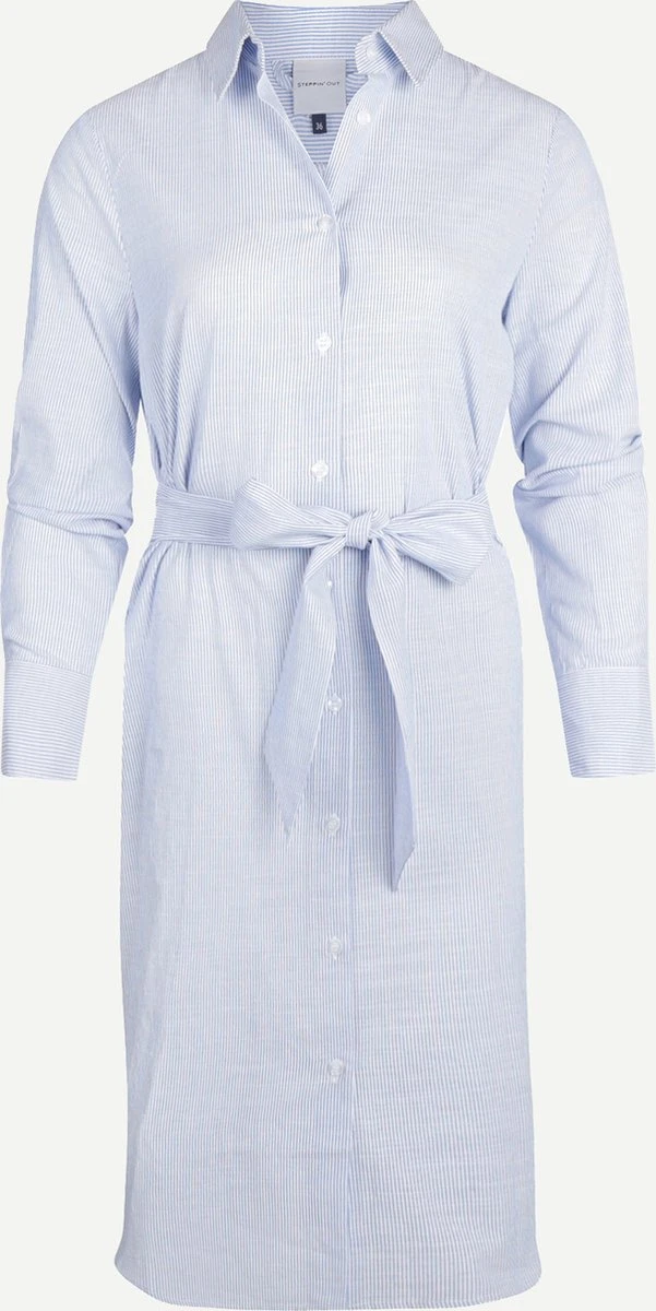 Steppin' Out Lente/Zomer 2023 Stripe Dress Vrouwen - Regular Fit - Katoen - Wit (38) 9 Steppin' Out Lente/Zomer 2023 Stripe Dress Vrouwen - Regular Fit - Katoen - Wit (38) - Afbeelding 7