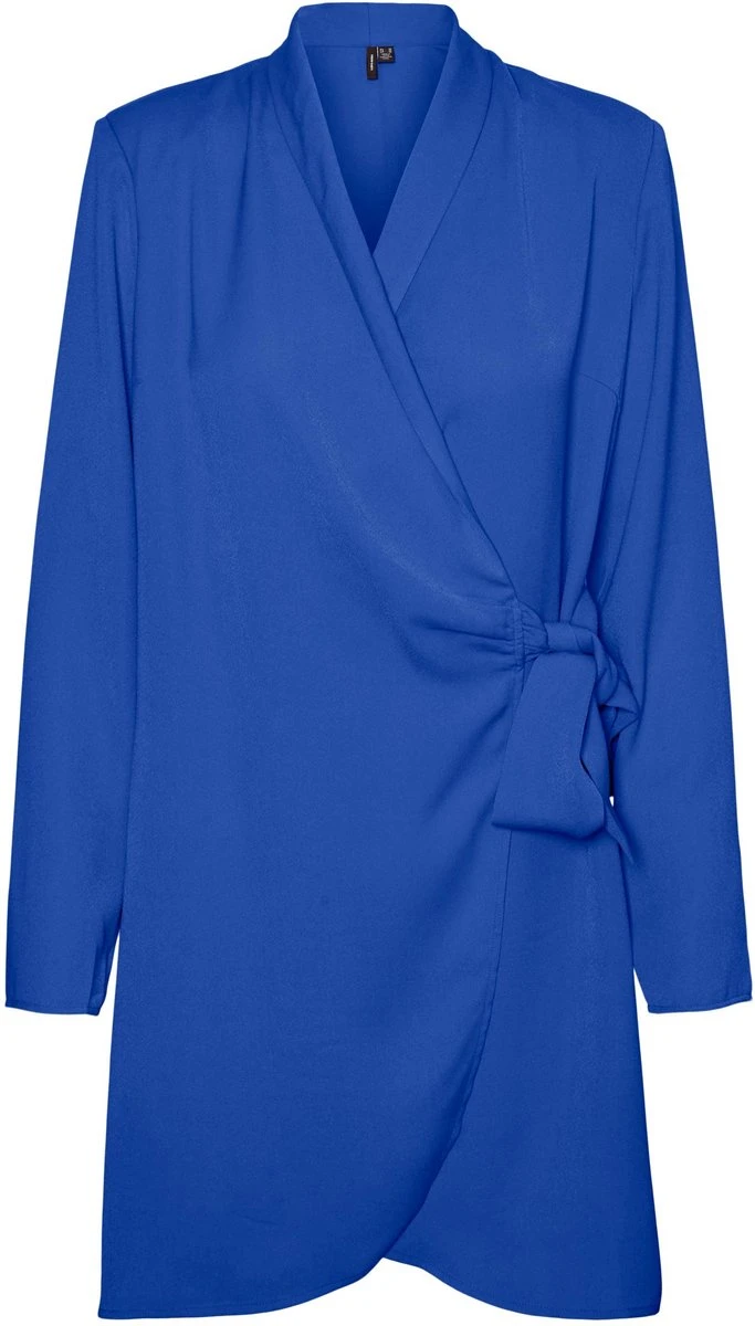 Vero Moda VMGRACE L/S SHORT WRAP DRESS EXP CP Dames MINI Wikkeljurk DAZZLING BLUE Maat - S 3 Vero Moda VMGRACE L/S SHORT WRAP DRESS EXP CP Dames MINI Wikkeljurk DAZZLING BLUE Maat - S