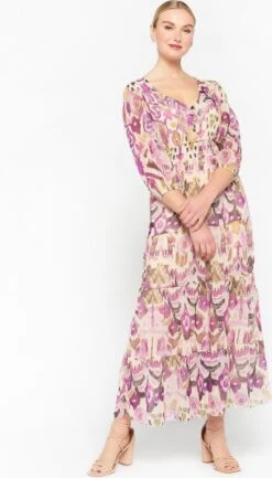 LOLALIZA Maxi-jurk Met Etnische Print - Paars - Maat 44