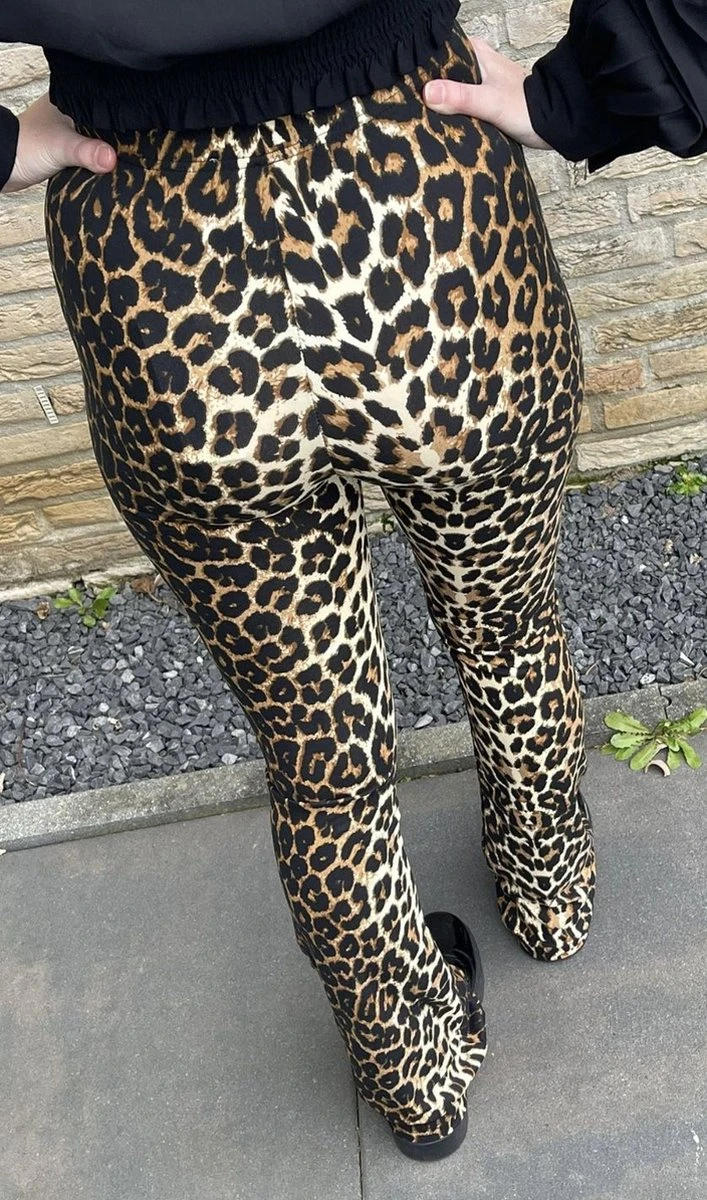 Ambika Flared Broek|Panterprint|Flared Broek Dames|Ambika|Maat M 4 Ambika Flared Broek|Panterprint|Flared Broek Dames|Ambika|Maat M - Afbeelding 2