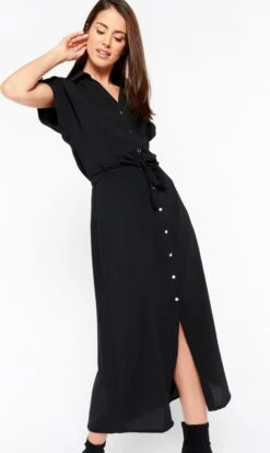 LOLALIZA Maxi Hemdjurk - Zwart - Maat 44