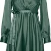 Vero Moda VMDIANA LS SATIN WRAP DRESS WVN BF Dames MINI Wikkeljurk Duck Green - Maat XXL -Trendsyol Winkel 719x1200
