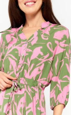 LOLALIZA Maxi-jurk Met Bloemenprint - Khaki - Maat 48 -Trendsyol Winkel 739x1200