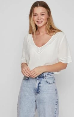 Vila - 14079565 - VIMESA DETAIL V-NECK S/S TOP/SU -Trendsyol Winkel 757x1200