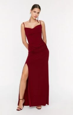 Trendyol Vrouwen Standaard Mouw Vierkante Kraag Verschuiving Avond- & Galajurk -Trendsyol Winkel 764x1200