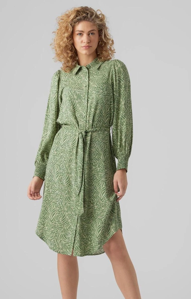 Vero Moda Jurk Vmsara Ls Calf Shirt Dress Wvn 10282451 Reseda/sara Dames Maat - XL 4 Vero Moda Jurk Vmsara Ls Calf Shirt Dress Wvn 10282451 Reseda/sara Dames Maat - XL - Afbeelding 2