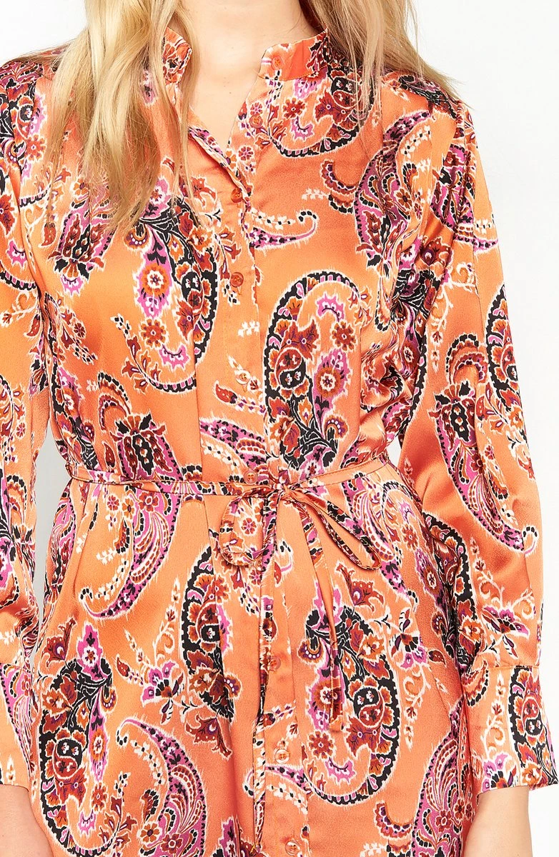 LOLALIZA Hemdjurk Met Paisleyprint - Oranje - Maat 44 5 LOLALIZA Hemdjurk Met Paisleyprint - Oranje - Maat 44 - Afbeelding 3