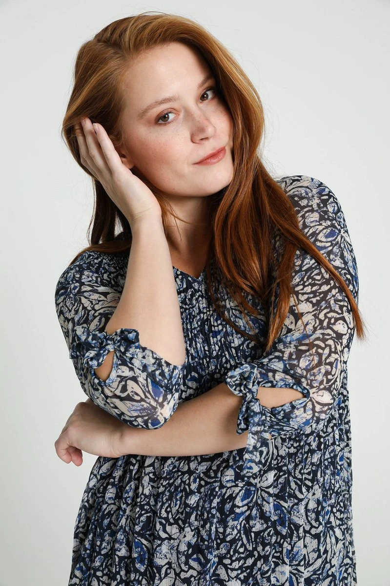 Cassis Lange Jurk Met Abstract Bloemenmotief En Plissé-effect 8 Cassis Lange Jurk Met Abstract Bloemenmotief En Plissé-effect - Afbeelding 6