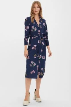 Vero Moda Jurk Vmlydia Ls Calf Shirt Dress Wvn 10278874 Navy Blazer Dames Maat - L -Trendsyol Winkel 799x1200 2