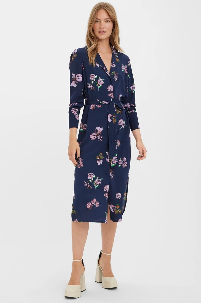 Vero Moda Jurk Vmlydia Ls Calf Shirt Dress Wvn 10278874 Navy Blazer Dames Maat - M 4 Vero Moda Jurk Vmlydia Ls Calf Shirt Dress Wvn 10278874 Navy Blazer Dames Maat - M - Afbeelding 2