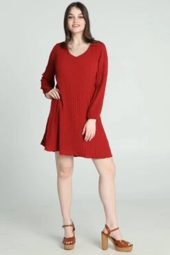 Cassis Korte, Effen Jurk Met Grafische Plissé-effecten Op De Stof 17 Cassis Korte, Effen Jurk Met Grafische Plissé-effecten Op De Stof -Trendsyol Winkel 799x1200 41