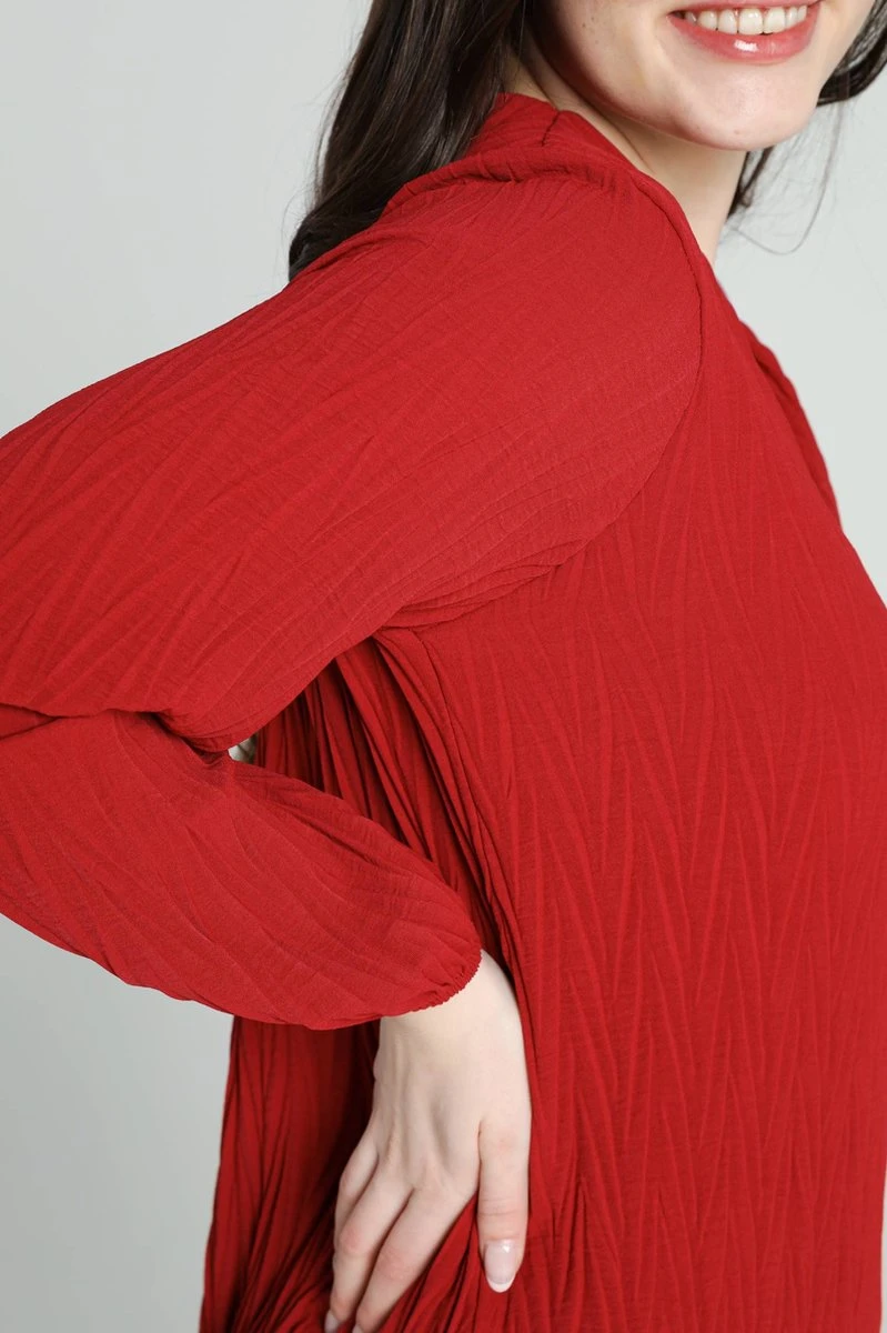 Cassis Korte, Effen Jurk Met Grafische Plissé-effecten Op De Stof 11 Cassis Korte, Effen Jurk Met Grafische Plissé-effecten Op De Stof - Afbeelding 9