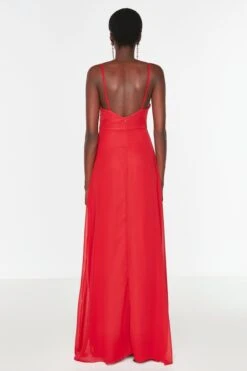 Trendyol Vrouwen Standaard Mouw V-hals A-lijn Avond- & Galajurk -Trendsyol Winkel 800x1200 111