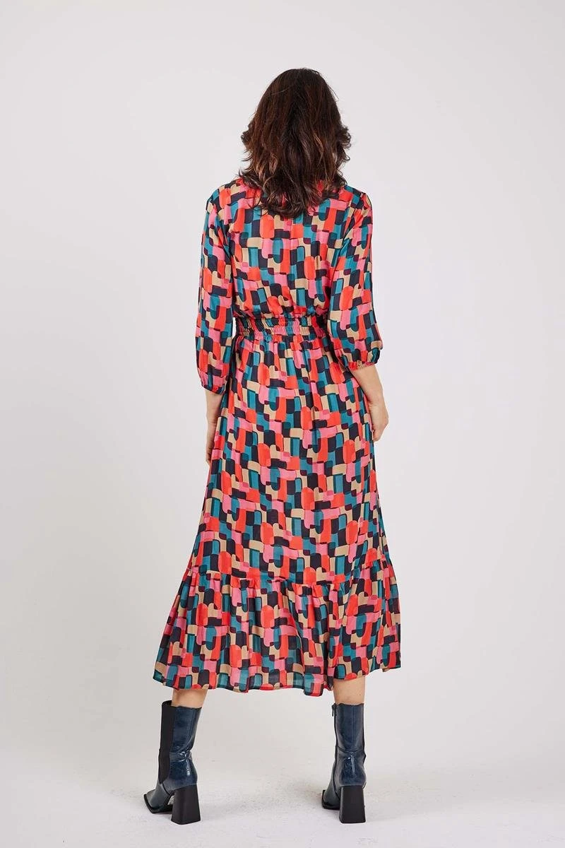 DIDI Dames Dress Querida In Darkblue With Red Artist Print Maat 42 4 DIDI Dames Dress Querida In Darkblue With Red Artist Print Maat 42 - Afbeelding 2
