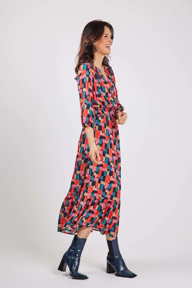DIDI Dames Dress Querida In Darkblue With Red Artist Print Maat 42 6 DIDI Dames Dress Querida In Darkblue With Red Artist Print Maat 42 - Afbeelding 4