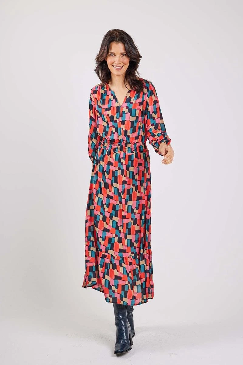 DIDI Dames Dress Querida In Darkblue With Red Artist Print Maat 42 8 DIDI Dames Dress Querida In Darkblue With Red Artist Print Maat 42 - Afbeelding 6