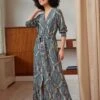 DIDI Dames Dress Glorious In Taos Taupe With Mediteranea Inca Print Maat 48