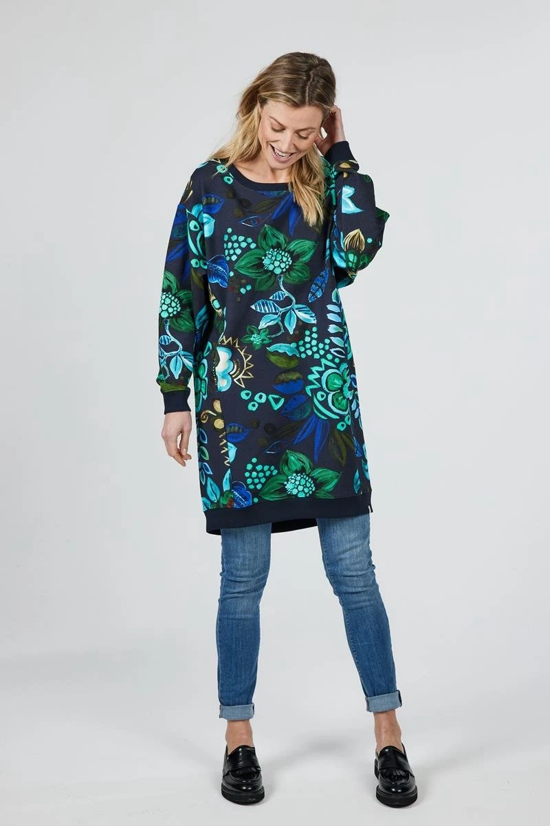 DIDI Dames Sweat Dress Lou Met Blauwe Eyecandy Print Maat 48 7 DIDI Dames Sweat Dress Lou Met Blauwe Eyecandy Print Maat 48 - Afbeelding 5
