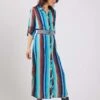 DIDI Dames Dress Blush In Blue With Friends Stripe Print Maat 36