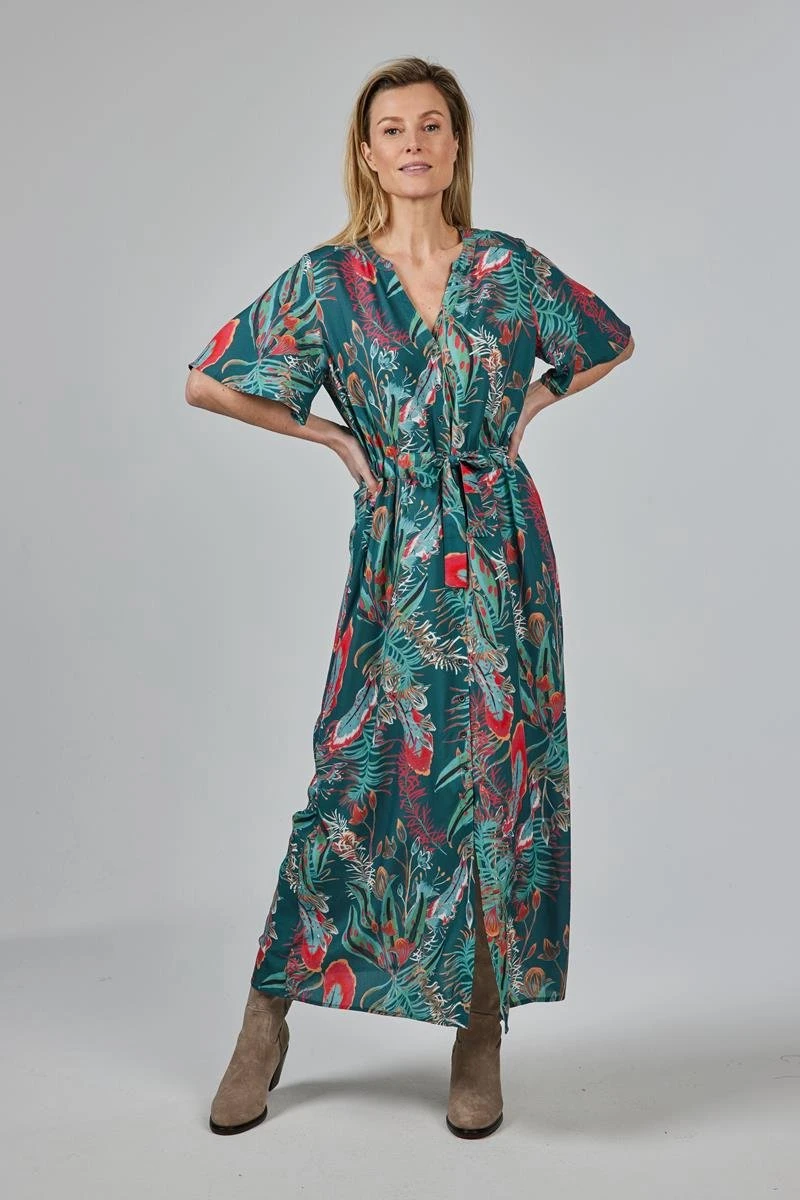 DIDI Dames Dress Nova In Mediterranea Green With Honolulu Print Maat 38 3 DIDI Dames Dress Nova In Mediterranea Green With Honolulu Print Maat 38