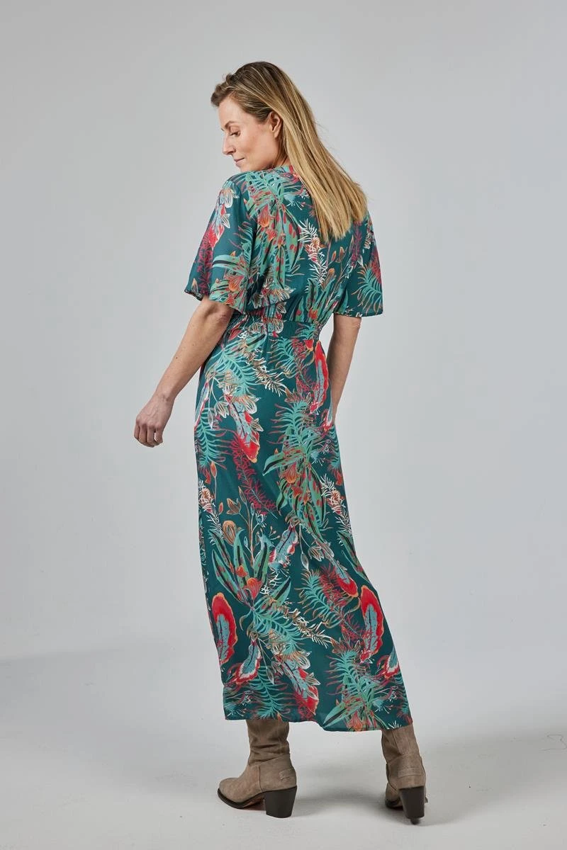 DIDI Dames Dress Nova In Mediterranea Green With Honolulu Print Maat 38 4 DIDI Dames Dress Nova In Mediterranea Green With Honolulu Print Maat 38 - Afbeelding 2