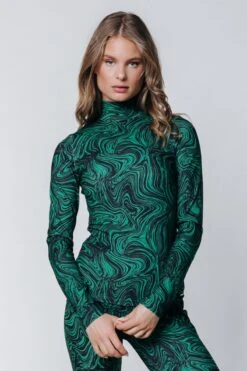 Colourful Rebel Neyo Liquid Paint Peached Turtleneck Top - M