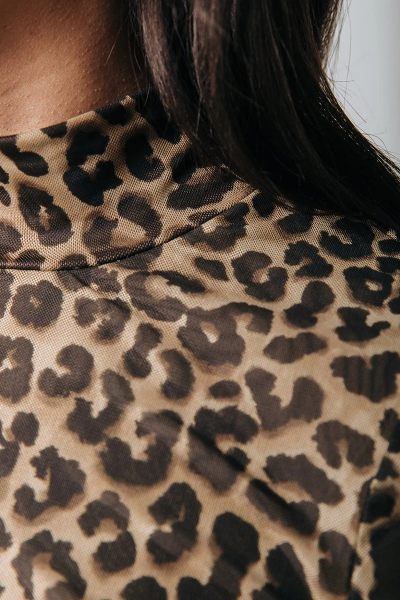 Colourful Rebel Neyo Leopard Mesh Turtleneck Top - L 6 Colourful Rebel Neyo Leopard Mesh Turtleneck Top - L - Afbeelding 4
