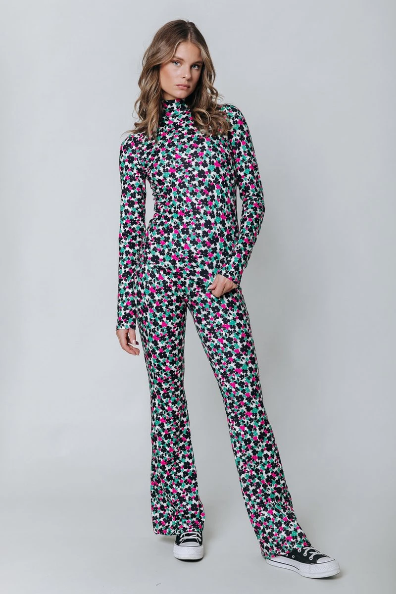 Colourful Rebel Cute Flower Peached Extra Flare Pants- Maat XL 5 Colourful Rebel Cute Flower Peached Extra Flare Pants- Maat XL - Afbeelding 3