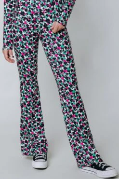 Colourful Rebel Cute Flower Peached Extra Flare Pants - M