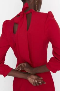 Trendyol Vrouwen Ballon Mouw Staande Kraag Bodycon Jurk -Trendsyol Winkel 800x1200 530