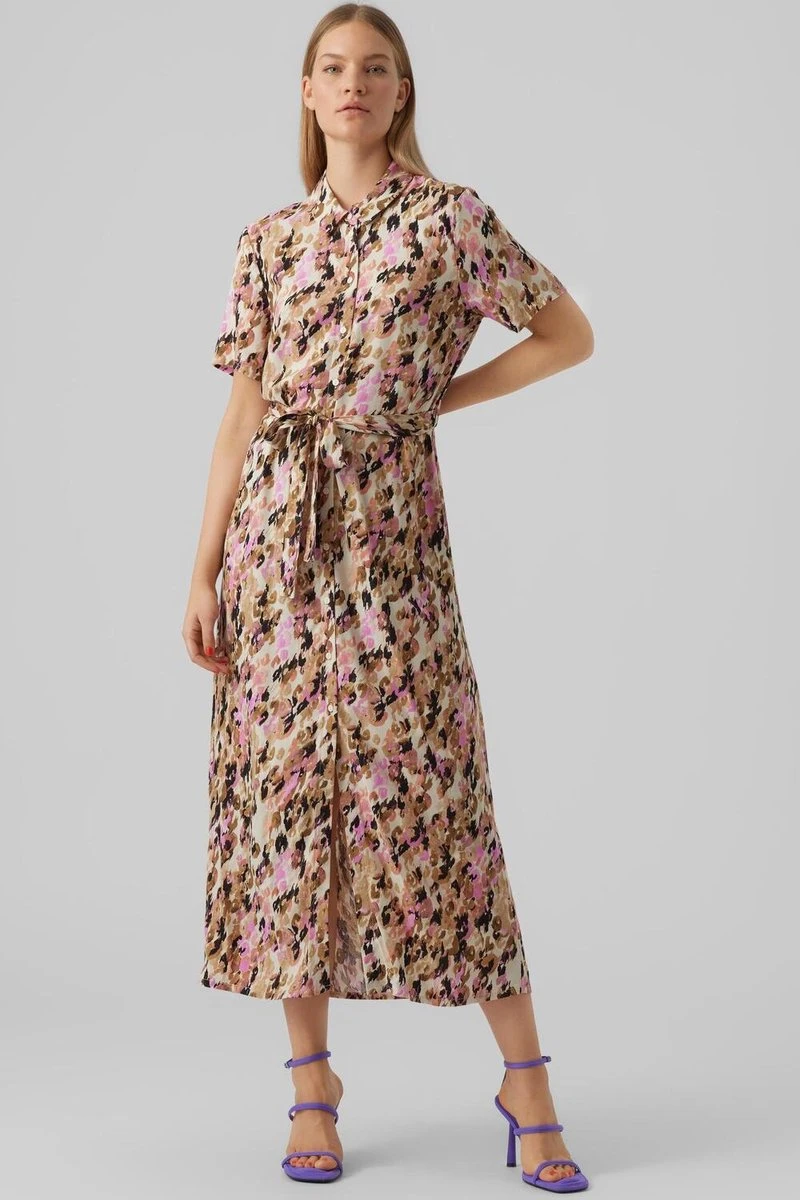 Vero Moda Jurk Vmeasy S/s Long Shirt Dress R1 Wvn 10286792 Tigers Eye/ina Dames Maat - S 4 Vero Moda Jurk Vmeasy S/s Long Shirt Dress R1 Wvn 10286792 Tigers Eye/ina Dames Maat - S - Afbeelding 2