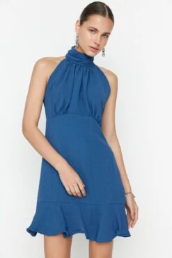 Trendyol Vrouwen Standaard Mouw Halternek A-lijn Jurk -Trendsyol Winkel 800x1200 604