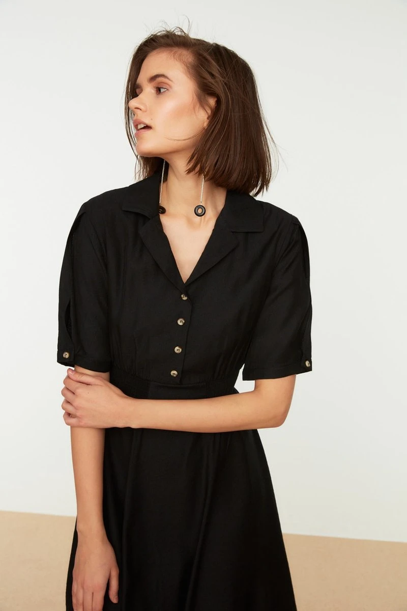 Trendyol Vrouwen Ballon Mouw Kraag Schaatser Jurk 7 Trendyol Vrouwen Ballon Mouw Kraag Schaatser Jurk - Afbeelding 5