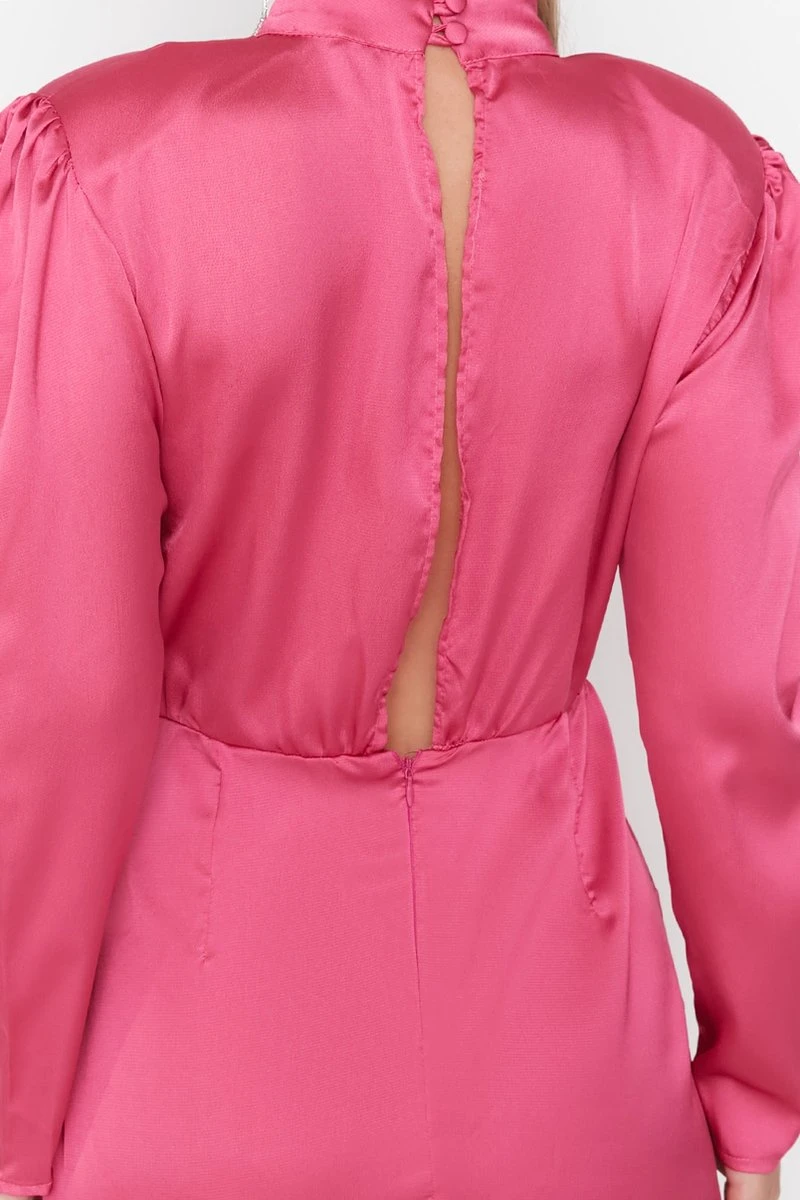 Trendyol Vrouwen Standaard Mouw Staande Kraag Omslag Jurk 11 Trendyol Vrouwen Standaard Mouw Staande Kraag Omslag Jurk - Afbeelding 9