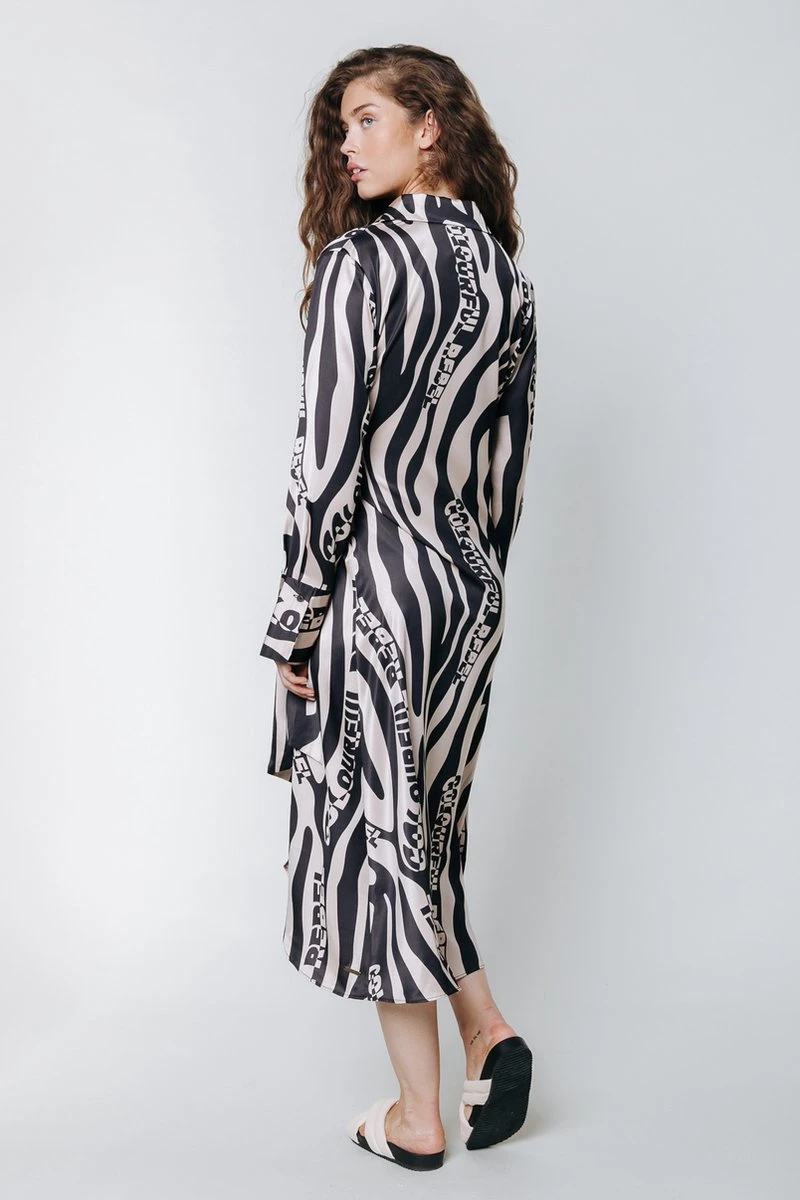 Colourful Rebel Lea Zebra Wrap Midi Dress- Maat L 4 Colourful Rebel Lea Zebra Wrap Midi Dress- Maat L - Afbeelding 2